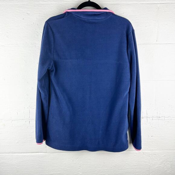 Simply Southern Navy & Light Pink Fleece Pullover Quarter Snap Size M - Picture 11 of 11